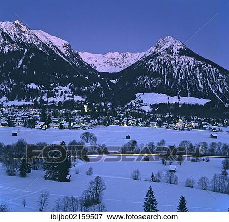 Oberdorf in Allgaeu, wintry evening mood, Swabia, Germany, Europe View Large Photo Image Stock Photo - Oberdorf in Allgaeu, wintry evening mood, Swabia, Germany, Europe. Fotosearch