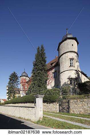 Stock Photo - Obereuerheim Renaissance Castle, Grettstadt district, Schweinfurter Land, Lower Franconia, Franconia, Bavaria, Germany, Europe, PublicGround, Europe. Fotosearch