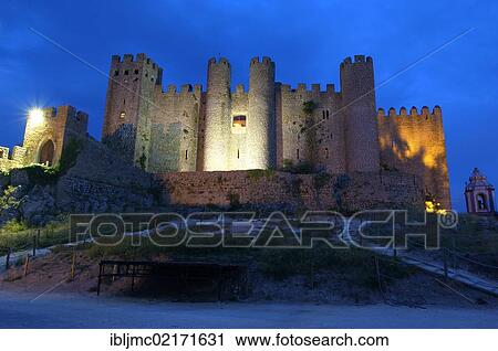Obidos castle at dusk, now Hotel Pousada, Obidos, Leiria distric, Estremadura, Portugal, Europe View Large Photo Image Stock Image - Obidos castle at dusk, now Hotel Pousada, Obidos, Leiria distric, Estremadura, Portugal, Europe. Fotosearch