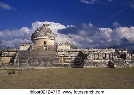 Stock Photo - Observatory, Caracol, Mayan ruins of Chichen Itza, Yucatan, Mexico, North America. Fotosearch