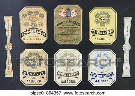Old Akvavit labels, Aalborg Akvavit spirits factory, Aalborg, North Jutland, Denmark, Europe View Large Photo Image Stock Photo - Old Akvavit labels, Aalborg Akvavit spirits factory, Aalborg, North Jutland, Denmark, Europe. Fotosearch
