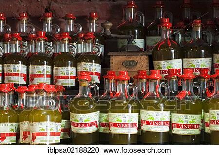 Olive oil factory, shelf with products, Zahara de la Sierra, Andalusia, Spain, Europe View Large Photo Image Stock Image - Olive oil factory, shelf with products, Zahara de la Sierra, Andalusia, Spain, Europe. Fotosearch