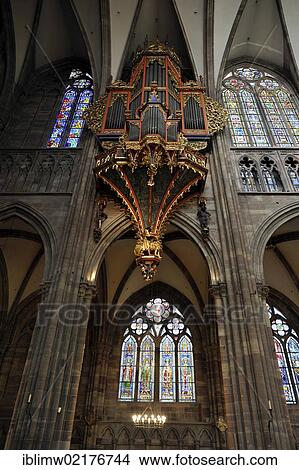Organ in the nave, with its preserved Gothic casing, nave, interior view, Strasbourg Cathedral, Cathedral of Our Lady of Strasbourg, Strasbourg, Bas-Rhin department, Alsace, France, Europe View Large Photo Image Picture - Organ in the nave, with its preserved Gothic casing, nave, interior view, Strasbourg Cathedral, Cathedral of Our Lady of Strasbourg, Strasbourg, Bas-Rhin department, Alsace, France, Europe. Fotosearch