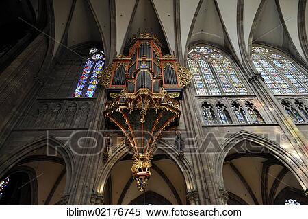 Organ in the nave, with its preserved Gothic casing, nave, interior view, Strasbourg Cathedral, Cathedral of Our Lady of Strasbourg, Strasbourg, Bas-Rhin department, Alsace, France, Europe View Large Photo Image Stock Photography - Organ in the nave, with its preserved Gothic casing, nave, interior view, Strasbourg Cathedral, Cathedral of Our Lady of Strasbourg, Strasbourg, Bas-Rhin department, Alsace, France, Europe. Fotosearch
