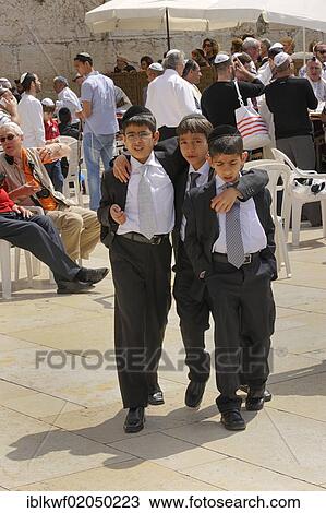 Orthodox Jewis boys at the Western or Wailing Wall during a Bar Mitzvah celebration, Muslim Quarter, Old City, Jerusalem, Israel, Middle East, Asia View Large Photo Image Stock Image - Orthodox Jewis boys at the Western or Wailing Wall during a Bar Mitzvah celebration, Muslim Quarter, Old City, Jerusalem, Israel, Middle East, Asia. Fotosearch