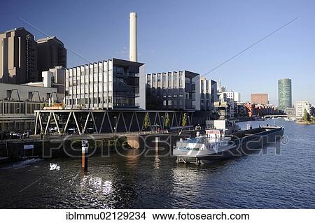 Picture - Overlooking Westhafen, West Harbour, Frankfurt, Rhein-Main, Hesse, Germany, Europe. Fotosearch