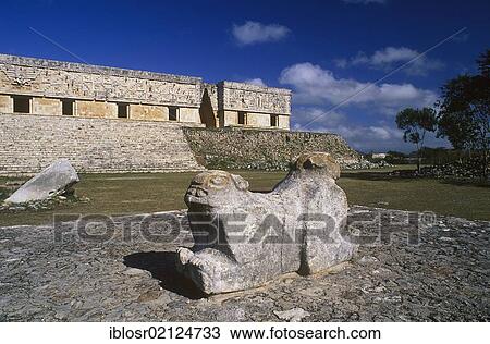 Stock Image - Palace of the Governor, Puuc Mayan ruins of Uxmal, Yucatan, Mexico, North America. Fotosearch