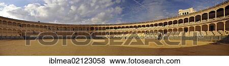 Stock Photo - Panoramic view of the Ronda bullring, Ronda, Andalusia, Spain, Europe. Fotosearch