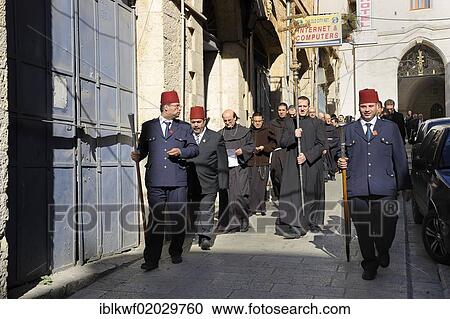 Patriarch of the Latin Patriarchate of Jerusalem being escorted by a guard of honour during the sunday procession from the Latin Patriarchate Church to the Church of the Holy Sepulchre in the Old City of Jerusalem, Israel, Middle East, Asia View Large Photo Image Stock Image - Patriarch of the Latin Patriarchate of Jerusalem being escorted by a guard of honour during the sunday procession from the Latin Patriarchate Church to the Church of the Holy Sepulchre in the Old City of Jerusalem, Israel, Middle East, Asia. Fotosearch