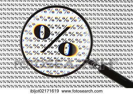 Percent symbol through a magnifying glass View Large Photo Image Stock Photo - Percent symbol through a magnifying glass. Fotosearch