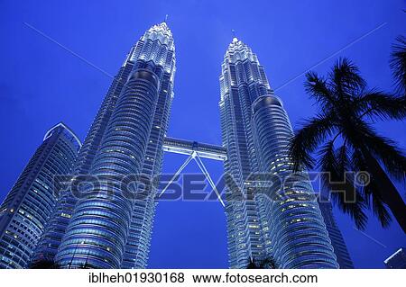 Stock Photo - Petronas Twin Towers, Petronas Towers, dusk, Kuala Lumpur, Malaysia, Southeast Asia, Asia. Fotosearch