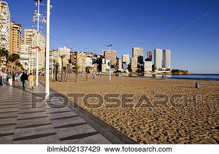 Playa Levante beach in spring, Benidorm, Spain, Europe View Large Photo Image Stock Photo - Playa Levante beach in spring, Benidorm, Spain, Europe. Fotosearch