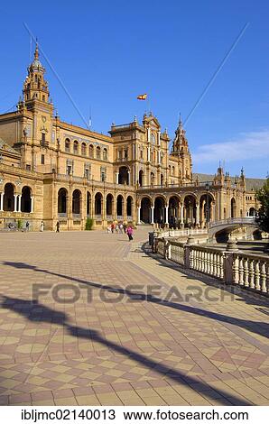 Stock Image - Plaza de España in María Luisa Park, Seville, Andalusia, Spain, Europe. Fotosearch