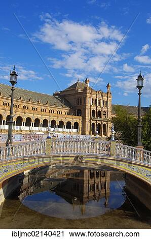 Stock Image - Plaza de España in María Luisa Park, Seville, Andalusia, Spain, Europe. Fotosearch