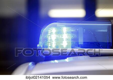 Police patrol car, with blue flashing LED lights, Germany, Europe View Large Photo Image Picture - Police patrol car, with blue flashing LED lights, Germany, Europe. Fotosearch