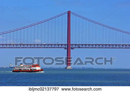 Stock Photo - Ponte 25 de Abril, 25th of April Bridge, Tagus or Tejo River, Lisboa, Lisbon, Portugal, Europe. Fotosearch