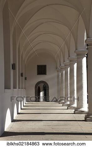 Stock Image - Porch in the historic Stallhoefen courtyards in the historic town centre of Dresden, Saxony, Germany, Europe. Fotosearch