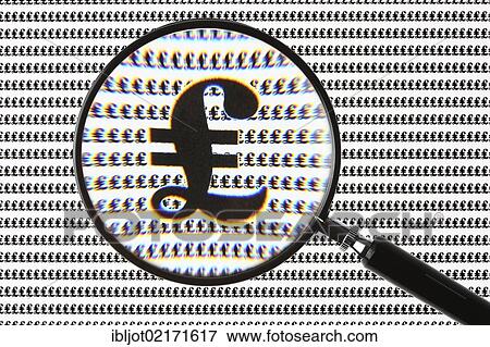 Pound symbol, currency symbol of the British pound, through a magnifying glass View Large Photo Image Stock Photo - Pound symbol, currency symbol of the British pound, through a magnifying glass. Fotosearch