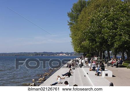 Stock Image - Promenade on Lake Constance, Bregenz, Vorarlberg, Austria, Europe, PublicGround, Europe. Fotosearch