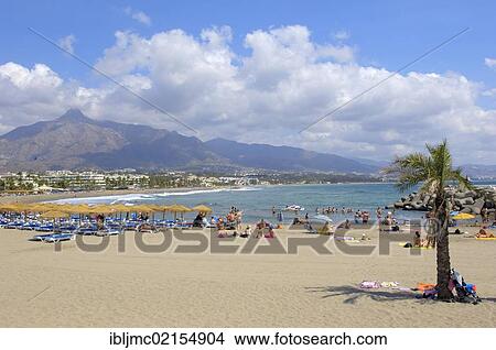 Picture - Puerto Banus beach, Marbella, Malaga province, Costa del Sol, Andalucia, Spain, Europe. Fotosearch