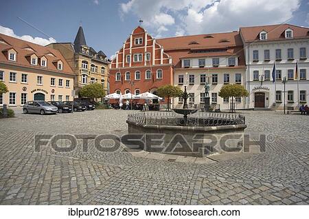 Pulsnitz, market square with fountain, Saxony, Germany, Europe View Large Photo Image Stock Photography - Pulsnitz, market square with fountain, Saxony, Germany, Europe. Fotosearch