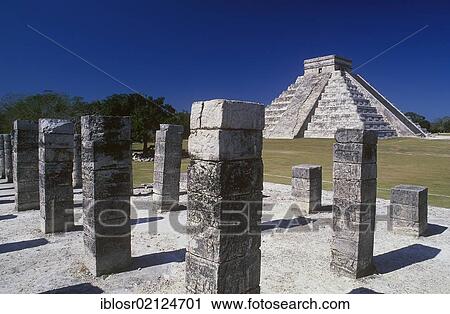 Stock Image - Pyramid of Kukulcan, Maya ruins of Chichen Itza, Yucatan, Mexico, North America. Fotosearch