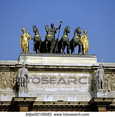 Quadriga, the Arc de Triomphe du Carrousel, Musee du Louvre, Paris, France, Europe View Large Photo Image Stock Image - Quadriga, the Arc de Triomphe du Carrousel, Musee du Louvre, Paris, France, Europe. Fotosearch