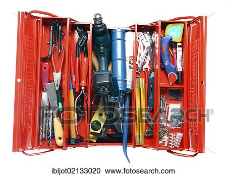 Red metal tool box full of various tools View Large Photo Image Stock Image - Red metal tool box full of various tools. Fotosearch
