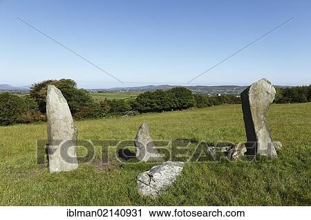Stock Image - Remains of Bocan Stone Circle near Culdaff, Inishowen Peninsula, County Donegal, Ireland, British Isles, Europe. Fotosearch