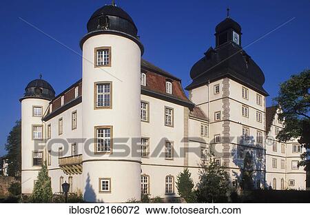 Stock Image - Renaissance moated castle of Pfedelbach, Hohenlohe, Baden-Wuerttemberg, Germany, Europe. Fotosearch