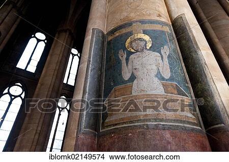 Representation of Christ, fresco on a column, St. Elisabeth's Church, Marburg, Hesse, Germany, Europe View Large Photo Image Picture - Representation of Christ, fresco on a column, St. Elisabeth's Church, Marburg, Hesse, Germany, Europe. Fotosearch