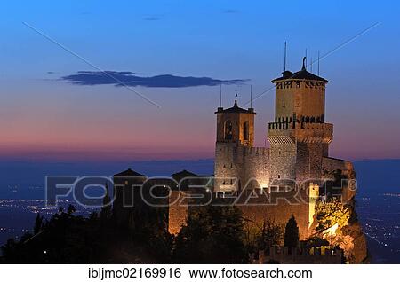 Rocca Guaita, Guaita Tower at dusk, Monte Titano, Republic of San Marino, Italy, Europe View Large Photo Image Stock Photograph - Rocca Guaita, Guaita Tower at dusk, Monte Titano, Republic of San Marino, Italy, Europe. Fotosearch