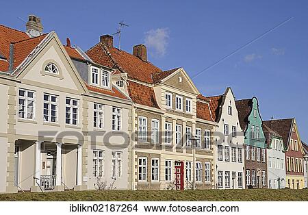 Row of houses, Glueckstadt, Schleswig-Holstein, Germany, Europe View Large Photo Image Picture - Row of houses, Glueckstadt, Schleswig-Holstein, Germany, Europe. Fotosearch