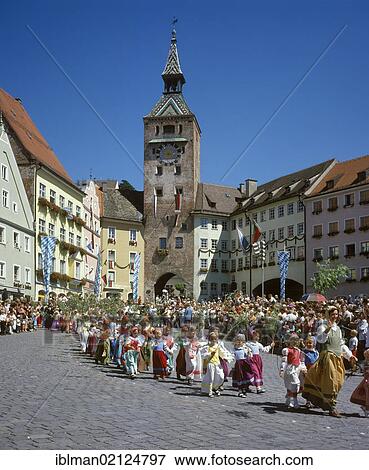 Ruethenfest, historical children's festival, main square with Schmalzturm, Lard Tower, Landsberg am Lech, Upper Bavaria, Bavaria, Germany, Europe, PublicGround, Europe View Large Photo Image Stock Photo - Ruethenfest, historical children's festival, main square with Schmalzturm, Lard Tower, Landsberg am Lech, Upper Bavaria, Bavaria, Germany, Europe, PublicGround, Europe. Fotosearch