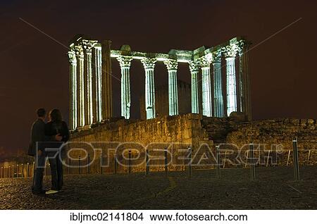 Ruins of Roman temple of Diana at dusk, Evora, UNESCO World Heritage Site, Alentejo, Portugal, Europe View Large Photo Image Picture - Ruins of Roman temple of Diana at dusk, Evora, UNESCO World Heritage Site, Alentejo, Portugal, Europe. Fotosearch