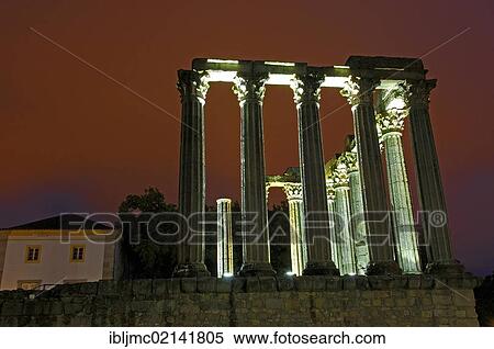 Ruins of Roman temple of Diana at dusk, Evora, UNESCO World Heritage Site, Alentejo, Portugal, Europe View Large Photo Image Stock Photography - Ruins of Roman temple of Diana at dusk, Evora, UNESCO World Heritage Site, Alentejo, Portugal, Europe. Fotosearch