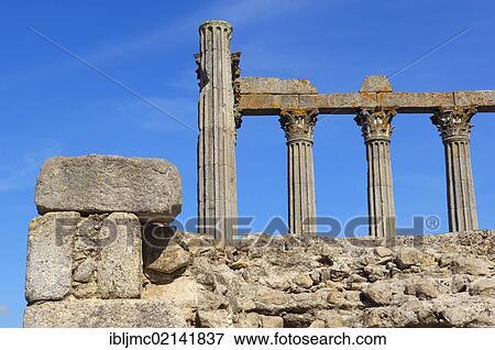 Ruins of Roman temple of Diana, Evora, UNESCO World Heritage Site, Alentejo, Portugal, Europe View Large Photo Image Stock Photo - Ruins of Roman temple of Diana, Evora, UNESCO World Heritage Site, Alentejo, Portugal, Europe. Fotosearch