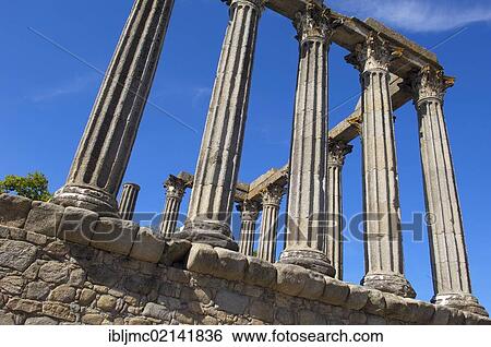 Stock Photograph - Ruins of Roman temple of Diana, Evora, UNESCO World Heritage Site, Alentejo, Portugal, Europe. Fotosearch