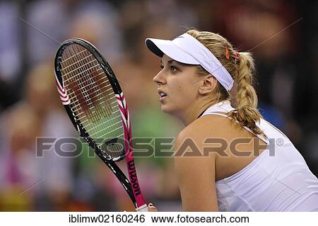 Stock Photograph - Sabine Lisicki, GER, international tennis match, Germany vs. Czech Republic, FedCup, Federations Cup, World Group 2012, Porsche Arena, Stuttgart, Baden-Wuerttemberg, Germany, Europe. Fotosearch