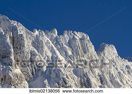 Stock Photograph - Saentis Massif, ridge with packed snow, Canton of St. Gallen, Switzerland, Europe. Fotosearch