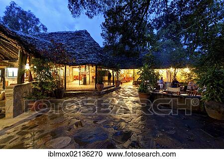 Stock Image - Safari camp, lodge, Mara Fig Tree Camp, Masai Mara National Reserve, Kenya, East Africa, Africa. Fotosearch