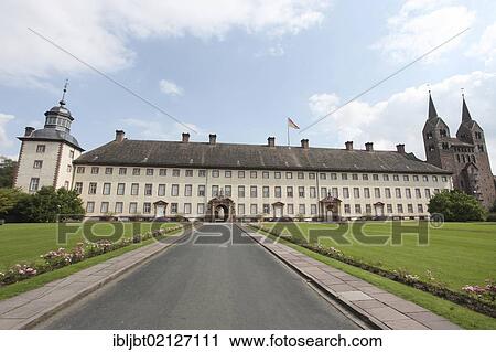 Schloss Corvey castle, former abbey, Hoexter, Weserbergland region, North Rhine-Westphalia, Germany, Europe View Large Photo Image Stock Image - Schloss Corvey castle, former abbey, Hoexter, Weserbergland region, North Rhine-Westphalia, Germany, Europe. Fotosearch