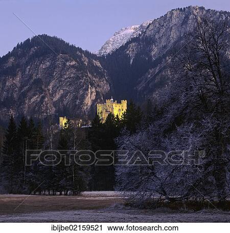 Schloss Hohenschwangau Castle in the evening light with Saeuling Mountain, Fuessen, Allgaeu, Swabia, Bavaria, Germany, Europe View Large Photo Image Stock Image - Schloss Hohenschwangau Castle in the evening light with Saeuling Mountain, Fuessen, Allgaeu, Swabia, Bavaria, Germany, Europe. Fotosearch