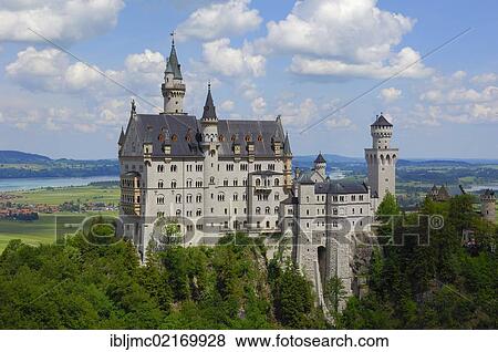 Schloss Neuschwanstein castle, Fuessen, Romantische Strasse, Romantic Road, Allgaeu, Bavaria, Germany, Europe View Large Photo Image Stock Photo - Schloss Neuschwanstein castle, Fuessen, Romantische Strasse, Romantic Road, Allgaeu, Bavaria, Germany, Europe. Fotosearch