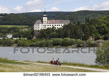 Stock Image - Schloss Persenbeug castle on the Danube, Strudengau, Nibelungengau, Waldviertel, Forest Quarter, Lower Austria, Austria, Europe, PublicGround, Europe. Fotosearch