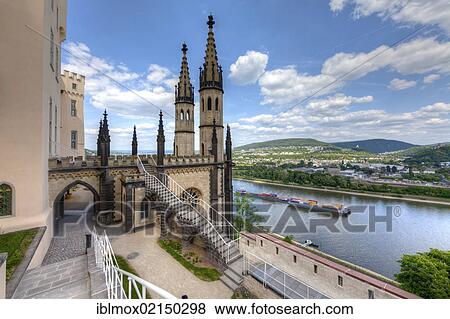 Schloss Stolzenfels Castle, Koblenz, UNESCO World Heritage Upper Middle Rhine Valley, Rhineland-Palatinate, Germany, Europe, PublicGround, Europe View Large Photo Image Stock Photo - Schloss Stolzenfels Castle, Koblenz, UNESCO World Heritage Upper Middle Rhine Valley, Rhineland-Palatinate, Germany, Europe, PublicGround, Europe. Fotosearch