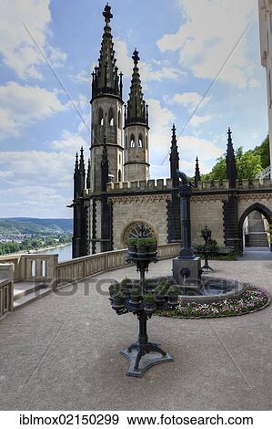 Schloss Stolzenfels Castle, Koblenz, UNESCO World Heritage Upper Middle Rhine Valley, Rhineland-Palatinate, Germany, Europe, PublicGround, Europe View Large Photo Image Stock Photo - Schloss Stolzenfels Castle, Koblenz, UNESCO World Heritage Upper Middle Rhine Valley, Rhineland-Palatinate, Germany, Europe, PublicGround, Europe. Fotosearch