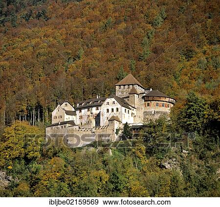 Stock Photo - Schloss Vaduz castle, autumn, residence of the Principality of Liechtenstein, Europe. Fotosearch