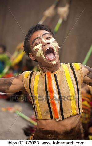 Stock Image - Screaming actor at the Pasinaya 2012 Folk Festival at the Cultural Centre of the Philippines, Manila, Philippines, Asia. Fotosearch