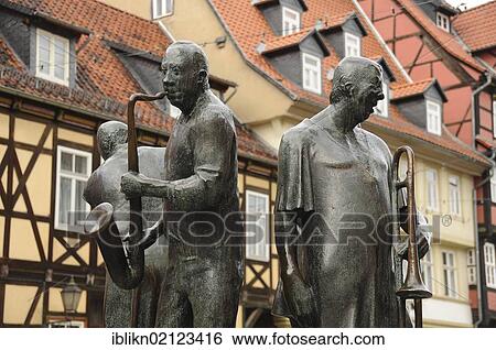 Sculptures of musicians, Wernigerode, Harz mountains, Saxony-Anhalt, Germany, Europe View Large Photo Image Stock Photograph - Sculptures of musicians, Wernigerode, Harz mountains, Saxony-Anhalt, Germany, Europe. Fotosearch